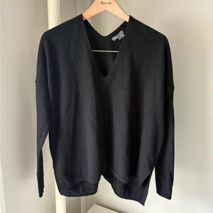 Vince Black Cashmere Wool Oversized V-Neck Sweater